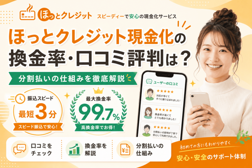 ほっとクレジット現金化の換金率は？口コミ評判や分割払いの仕組みを徹底解説